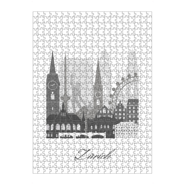 artboxONE Puzzle "Zürcher Skyline schwarz-weiß" artboxONE - Städte,Reise,Architektur,Städte / Zürich,Kartografie