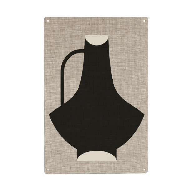 Metall Poster "Linen vase black" artboxONE - Abstrakt - Japandi,Modern,Art,Wabisabi,Ibiza,Kunstdruck,Vacation,Geschenk,Einrichtung - Blechschild