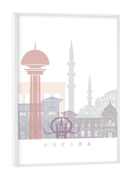 Poster mit weißem Rahmen "ANKARA SKYLINE PASTELL" artboxONE - Städte