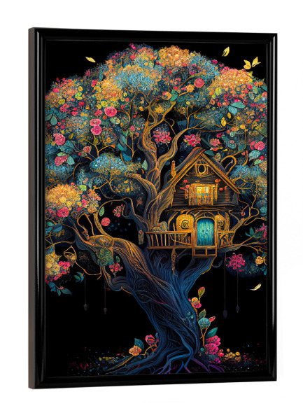 Poster mit schwarzem Rahmen "Traumhaftes Baumhaus" artboxONE - Abstrakt
