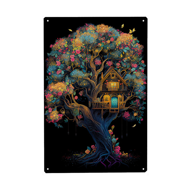 Metall Poster "Traumhaftes Baumhaus" artboxONE - Abstrakt