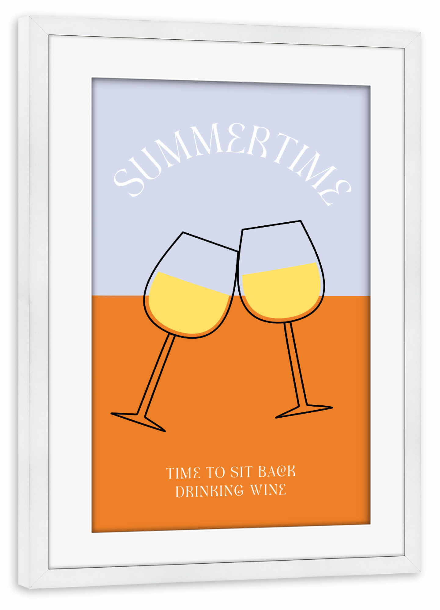 Poster mit Rahmen weiß "Sommerzeit - Wein trinken" artboxONE - Typografie,Essen & Trinken / Alkohol,Lustig