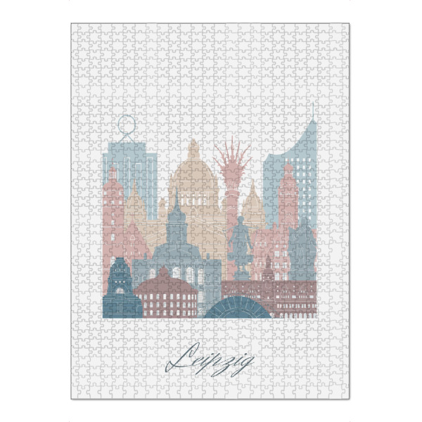 Puzzle Ravensburger "Leipziger Skyline in Erdtönen" artboxONE - Städte,Reise,Architektur,Kartografie