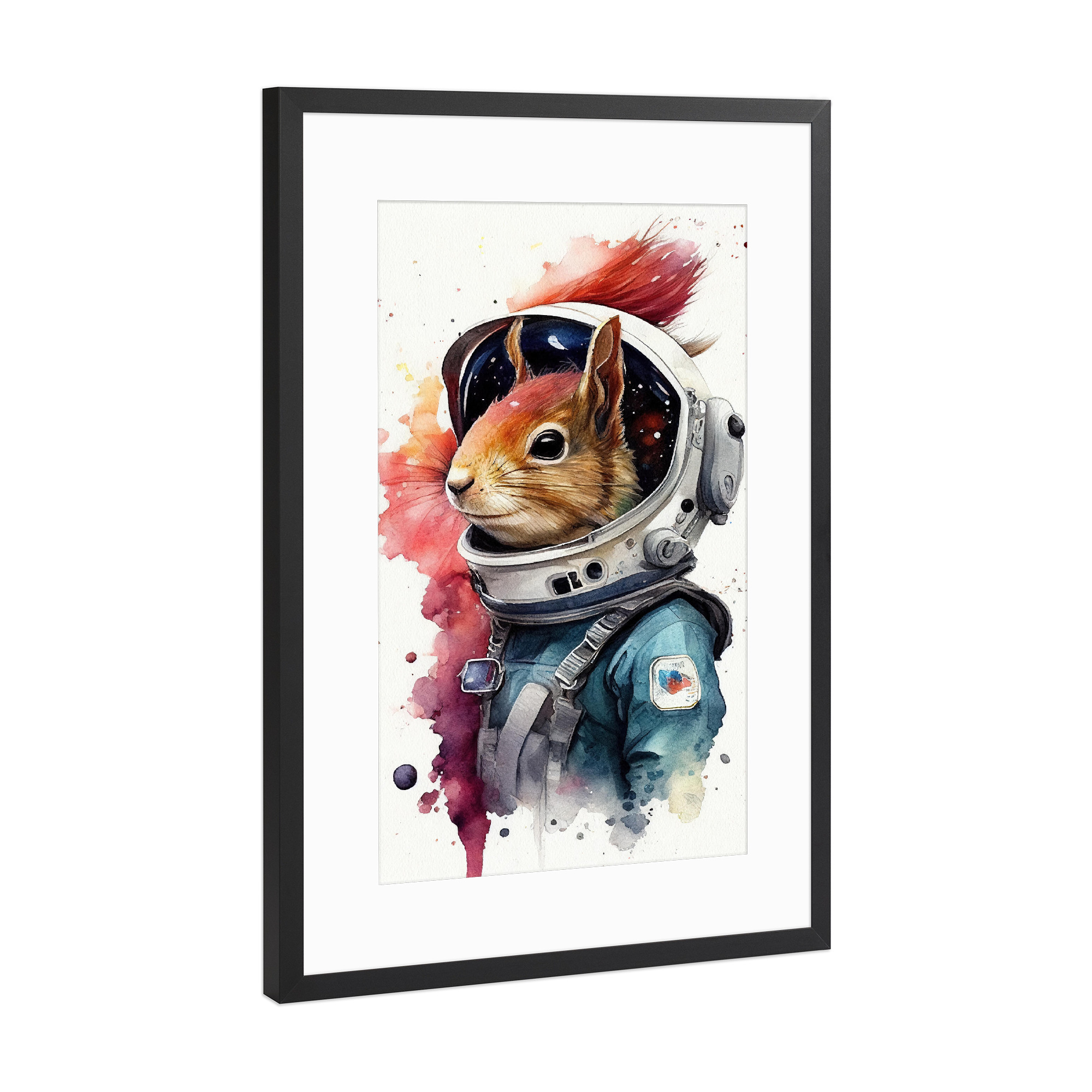 Poster mit Rahmen Schwarz (Metallic) "Eichhörnchen im Raumanzug" artboxONE - Tiere,Lustig