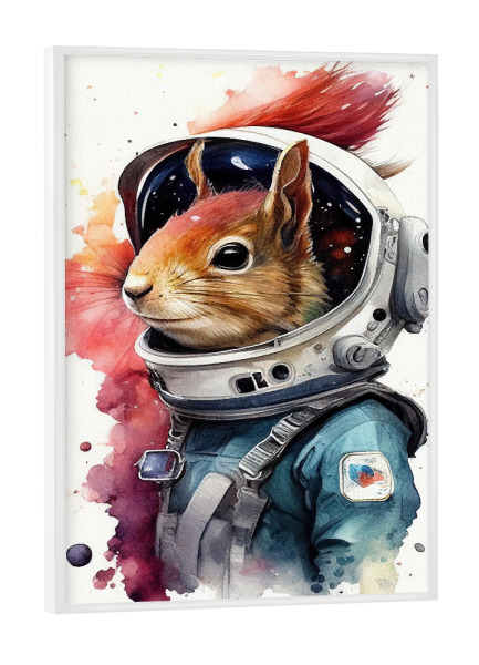 Poster mit weißem Rahmen "Eichhörnchen im Raumanzug" artboxONE - Tiere,Lustig