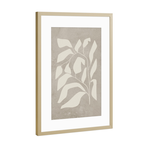Poster mit Rahmen Gold "Stone flower" artboxONE - Abstrakt - Japandi,Modern,Art,Wabisabi,Ibiza,Kunstdruck,Vacation,Geschenk,Einrichtung