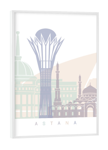 Poster mit weißem Rahmen "ASTANA-SKYLINE-PASTELL" artboxONE - Städte,Reise
