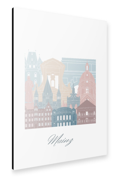 Alu-Dibond "Mainzer Skyline in Erdtönen" 30x20 cm artboxONE