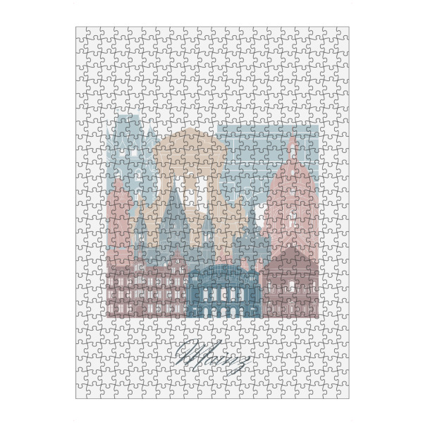 Puzzle Ravensburger "Mainzer Skyline in Erdtönen" artboxONE - Städte,Reise,Architektur,Kartografie