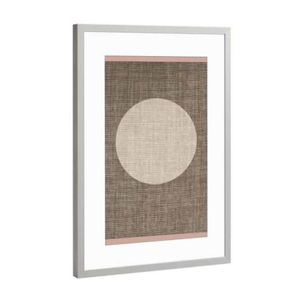 Poster mit Rahmen Silber "Linen circle brown EVA" artboxONE - Abstrakt - Japandi,Modern,Art,Ibiza,Kunstdruck,Geschenk,Einrichtung,Abstrakt,Kunst