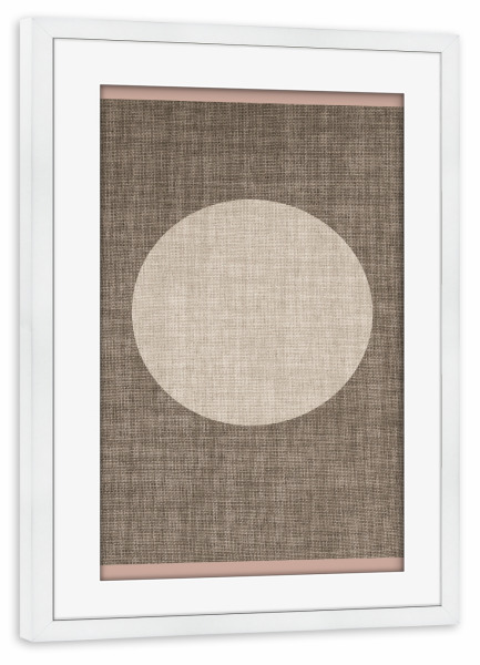 Poster mit Rahmen weiß "Linen circle brown EVA" artboxONE - Abstrakt - Japandi,Modern,Art,Ibiza,Kunstdruck,Geschenk,Einrichtung,Abstrakt,Kunst