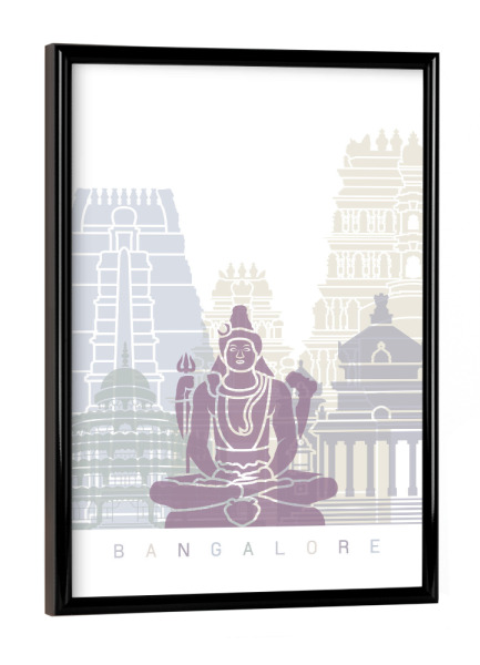 Poster mit schwarzem Rahmen "SKYLINE-PASTELL VON BANGALORE" artboxONE - Städte,Reise