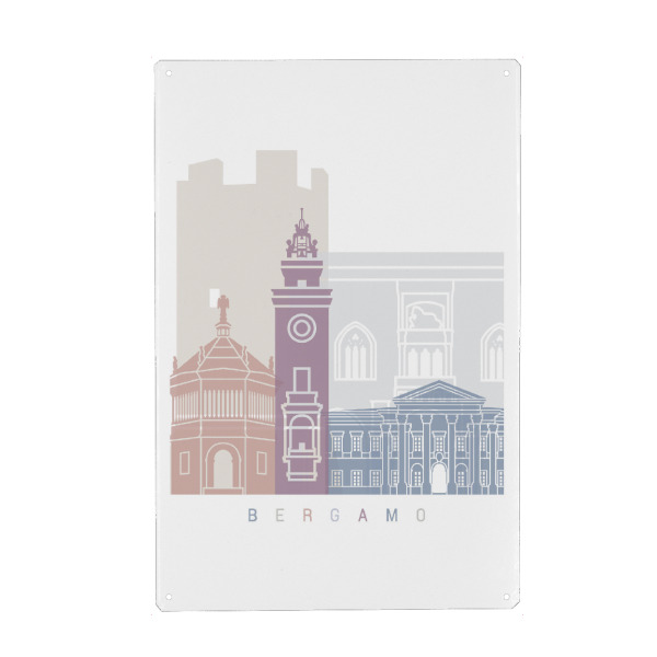 Metall Poster "BERGAMO SKYLINE PASTELL" artboxONE - Städte,Reise