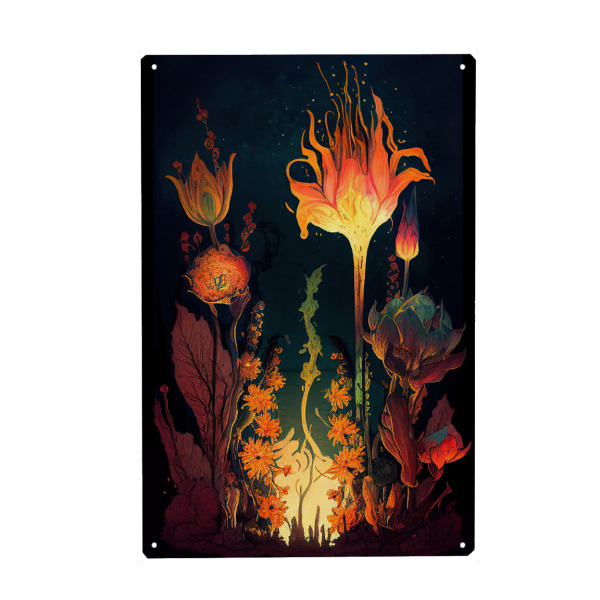 Metall Poster "Brennende Blumen" artboxONE - Abstrakt