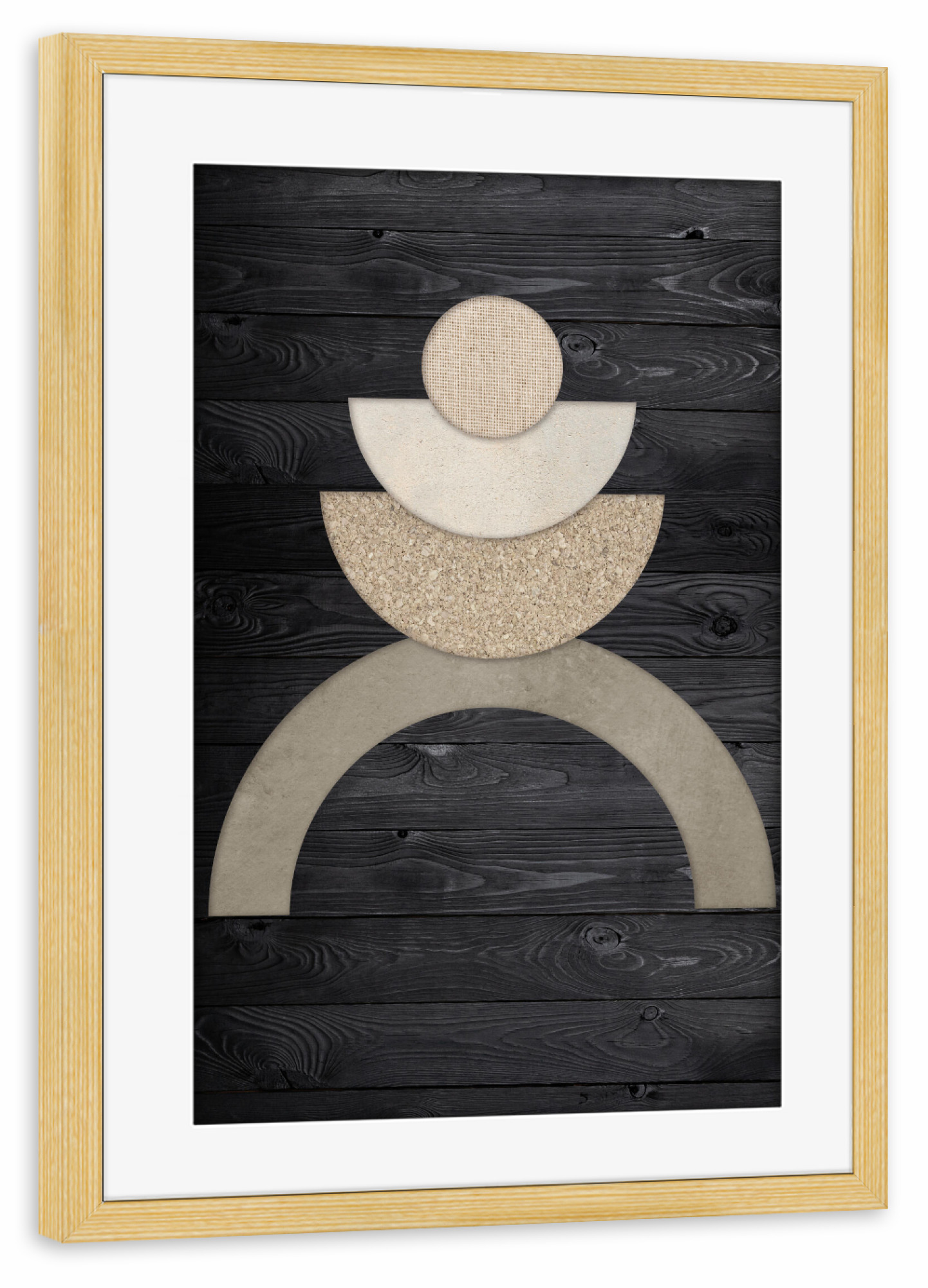 Poster mit Rahmen kiefer "Wood zen" artboxONE - Abstrakt - Japandi,Modern,Art,Ibiza,Kunstdruck,Einrichtung,Black,Wood