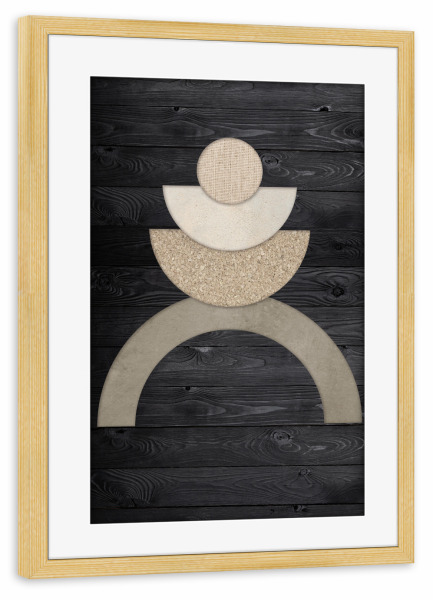Poster mit Rahmen kiefer "Wood zen" artboxONE - Abstrakt - Japandi,Modern,Art,Ibiza,Kunstdruck,Einrichtung,Black,Wood