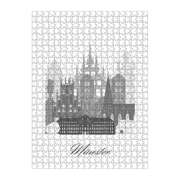 Puzzle Ravensburger "Münster Skyline schwarz weiß" artboxONE - Städte,Reise,Architektur,Kartografie