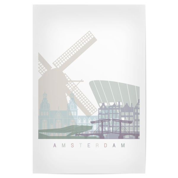 Poster "AMSTERDAM SKYLINE PASTELL" artboxONE - Städte,Reise