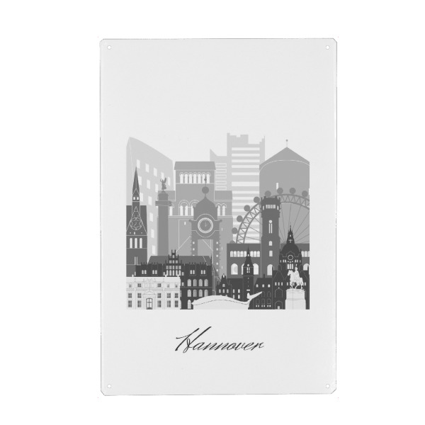 Metall Poster "Hannover Skyline schwarz-weiß" artboxONE - Städte,Reise,Architektur,Kartografie