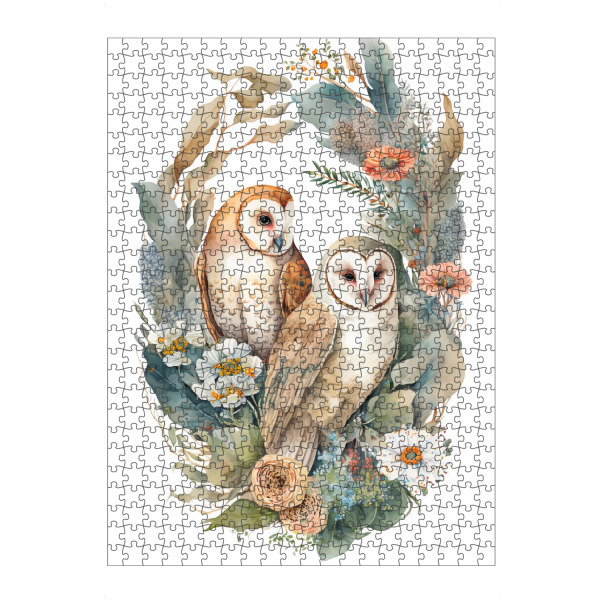 artboxONE Puzzle "Zwei Eulen mit Blumen" artboxONE - Floral,Tiere