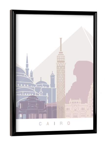 Poster mit schwarzem Rahmen "KAIRO SKYLINE PASTELL" artboxONE - Städte,Architektur