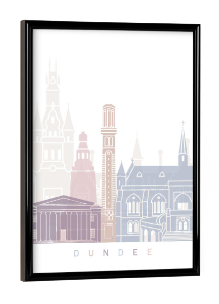 Poster mit schwarzem Rahmen "DUNDEE SKYLINE PASTEL" artboxONE - Städte,Architektur