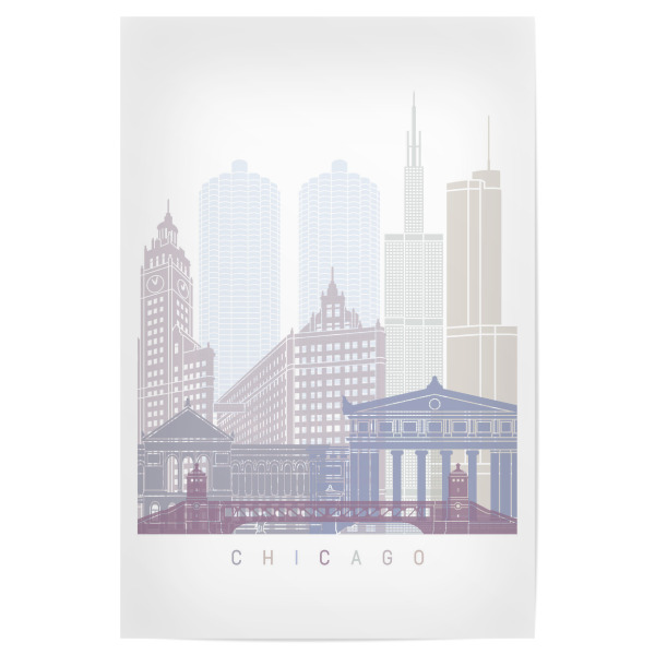 Poster 30x20 cm "CHICAGO-SKYLINE-PASTELL" artboxONE - Städte,Reise,Architektur
