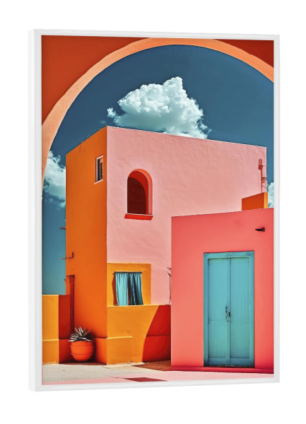 Poster mit weißem Rahmen "The Pink Village" artboxONE - Architektur,Geometrie,Für Mama