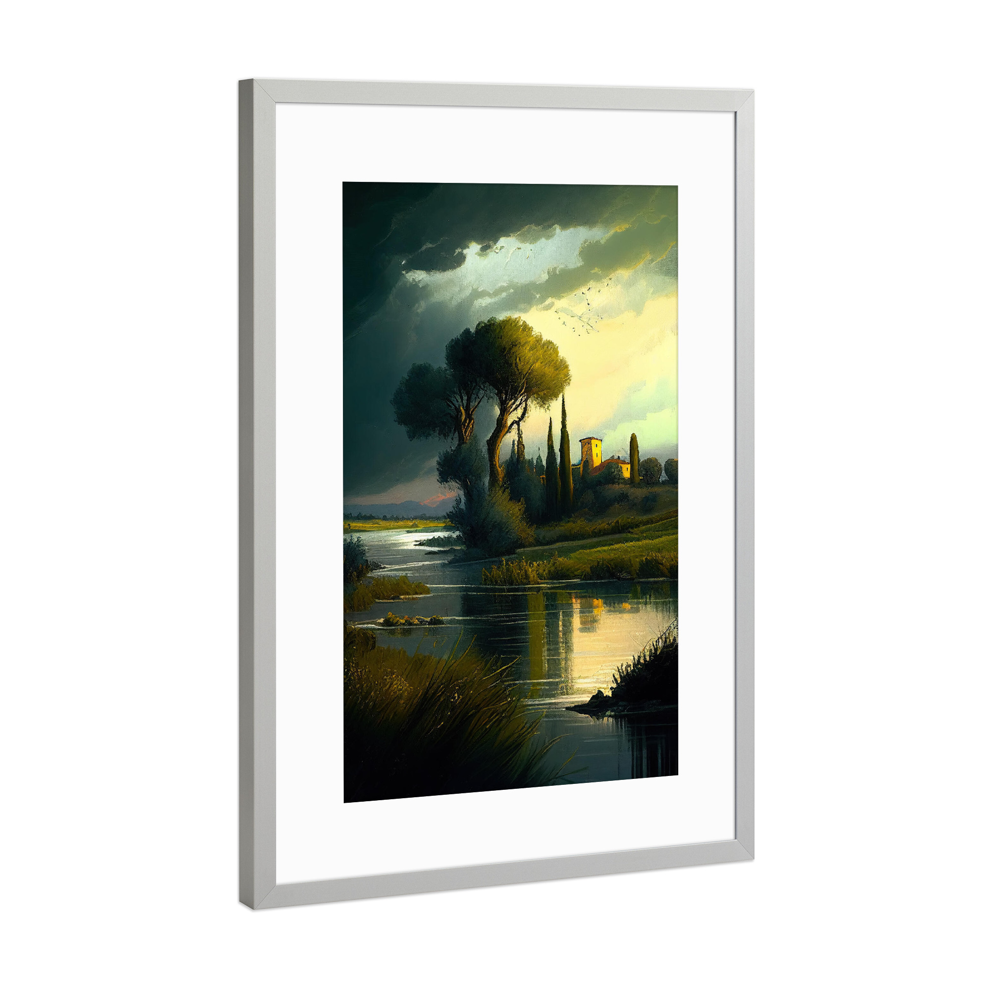 Poster mit Rahmen Silber "See in der toskana" artboxONE - Natur,Reise / Länder