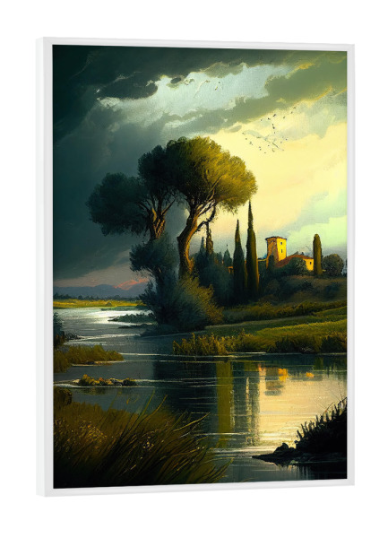 Poster mit weißem Rahmen "See in der toskana" artboxONE - Natur,Reise / Länder