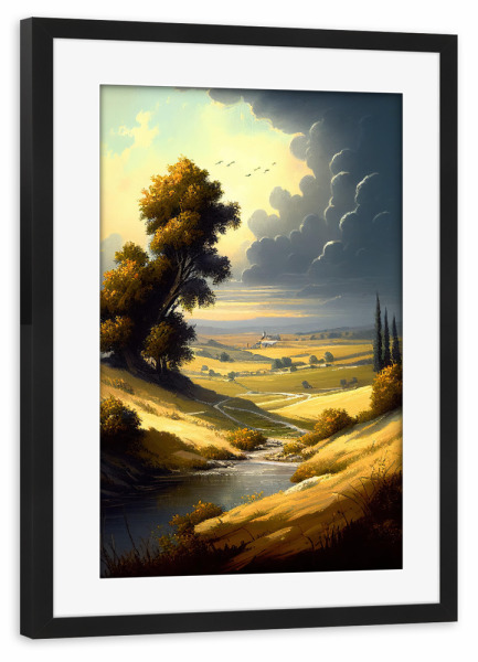 Poster mit Rahmen schwarz "Tal in der Toskana" artboxONE - Natur,Reise / Länder