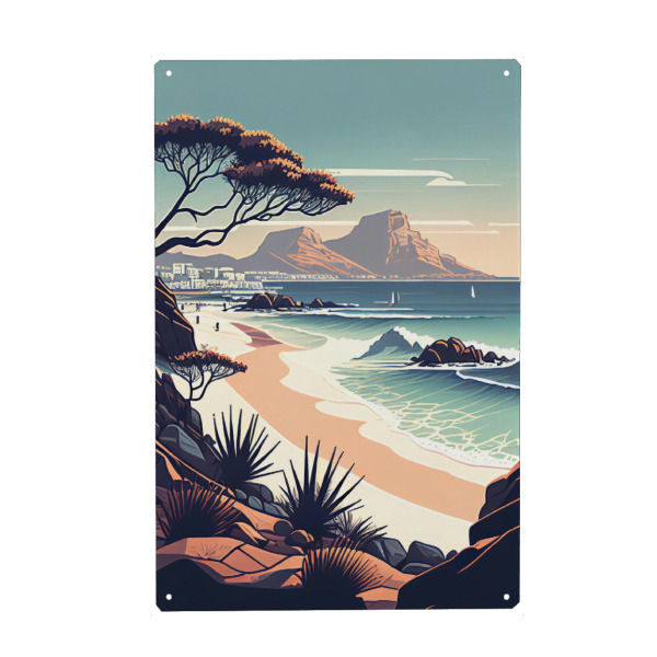Holzbild "Kapstadt und Tafelberg, Südafrika" artboxONE - Städte,Natur,Reise / Strand und Meer