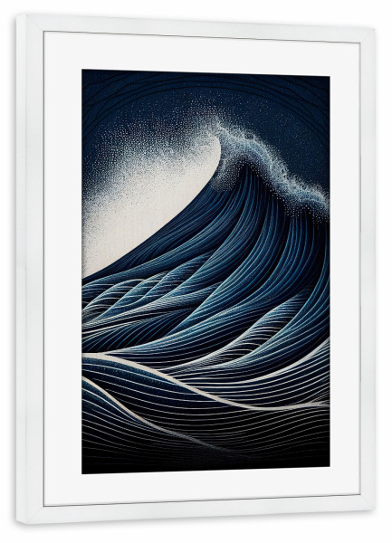 Poster mit Rahmen weiß "Abstrakte dunkle Ozeanwellen" artboxONE - Abstrakt,Reise / Strand und Meer