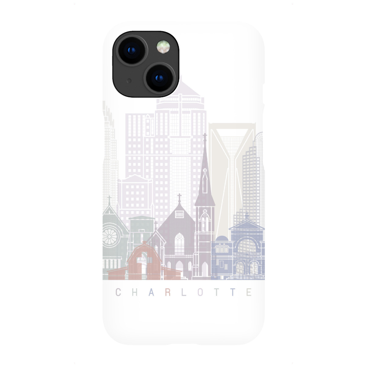 iPhone "CHARLOTTE-SKYLINE-PASTELL" Premium-Case Handyhülle artboxONE