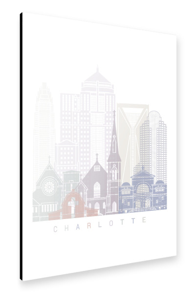Alu-Dibond "CHARLOTTE-SKYLINE-PASTELL" 30x20 cm artboxONE