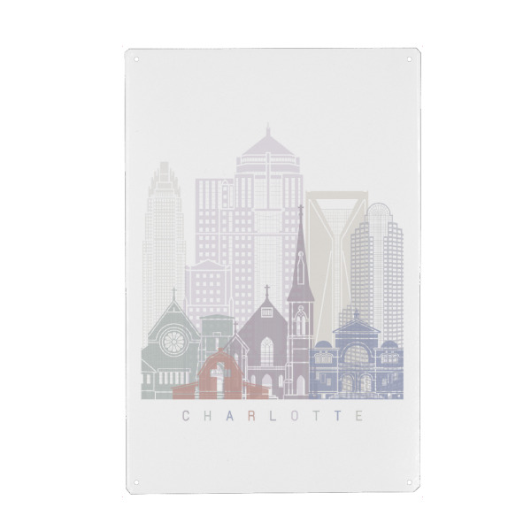 Metall Poster "CHARLOTTE-SKYLINE-PASTELL" artboxONE - Städte,Architektur