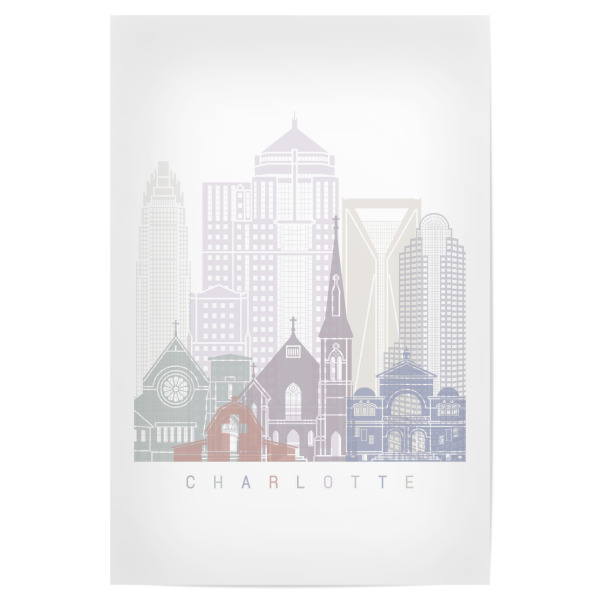 Poster 30x20 cm "CHARLOTTE-SKYLINE-PASTELL" artboxONE - Städte,Architektur