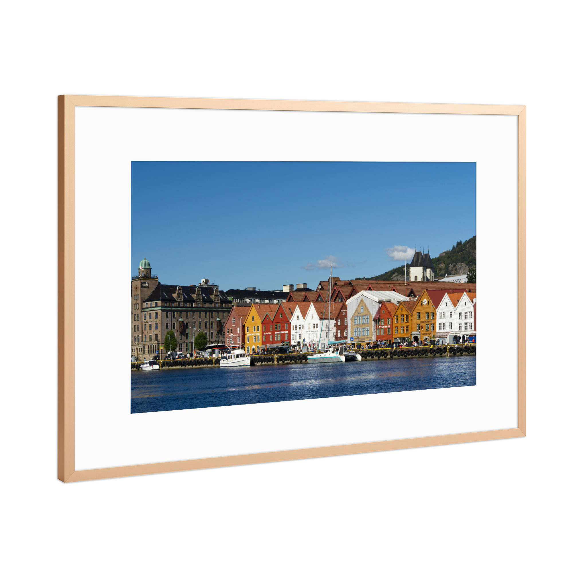 Poster mit Rahmen Kupfer "Historisches Hanseviertel Bryggen" artboxONE - Reise,Architektur,Reise / Strand und Meer,Reise / Länder