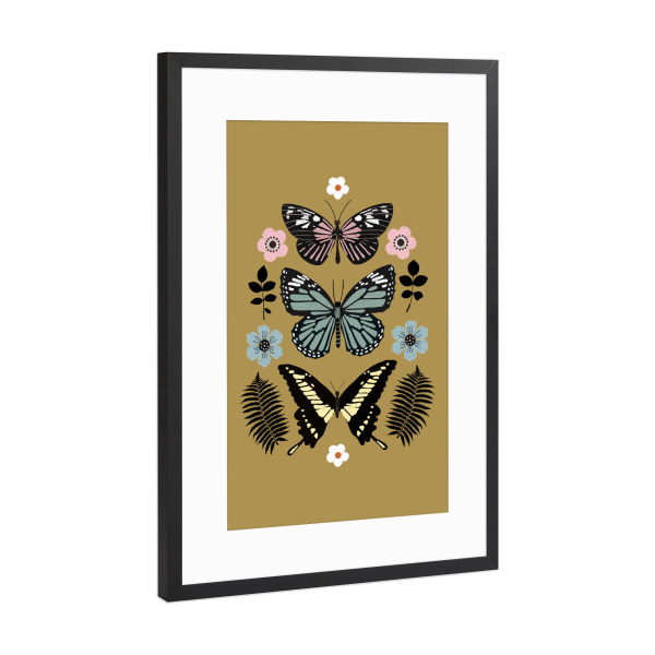 Poster mit Rahmen Schwarz (Metallic) "Schmetterlings-Totem" artboxONE - Natur,Tiere