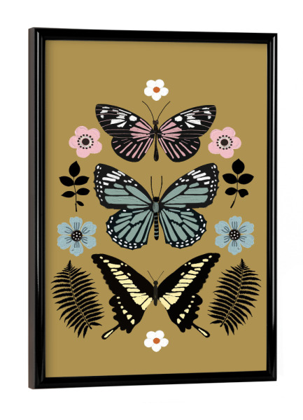Poster mit schwarzem Rahmen "Schmetterlings-Totem" artboxONE - Natur,Tiere