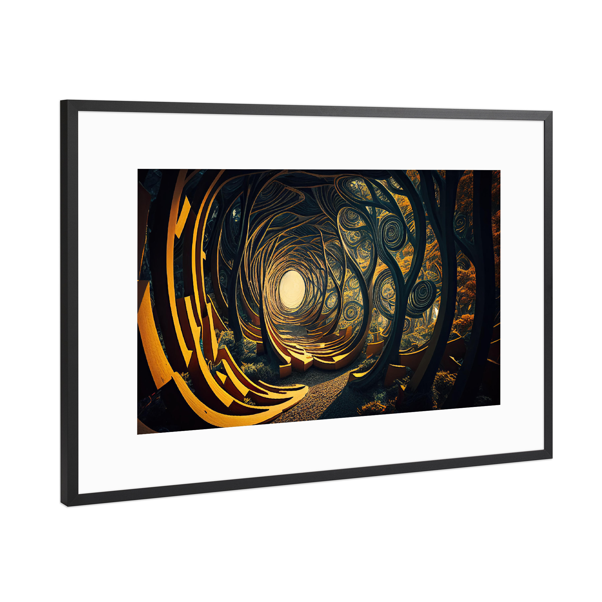 Poster mit Rahmen Schwarz (Metallic) "Verdrehter surrealer Pfad" artboxONE - Abstrakt