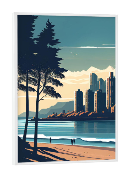 Poster mit weißem Rahmen "Vancouver Beach & Skyline, Kanada" artboxONE - Städte,Reise,Reise / Strand und Meer