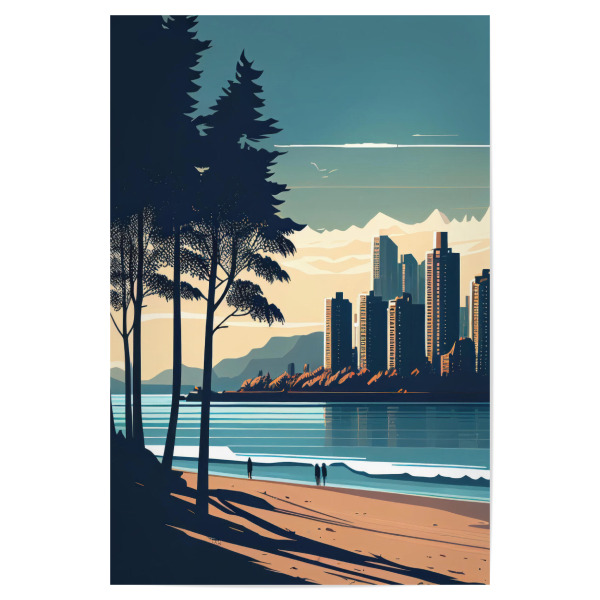 Poster "Vancouver Beach & Skyline, Kanada" artboxONE - Städte,Reise,Reise / Strand und Meer