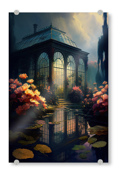 Acrylglasbild "Garten bei Nacht malen" artboxONE - Natur,Floral