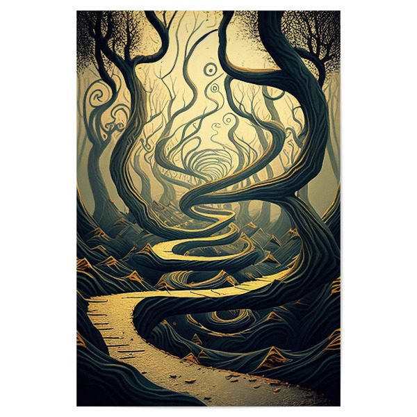 Poster 30x20 cm "Surrealer Weg im mystischen Wald" artboxONE - Abstrakt