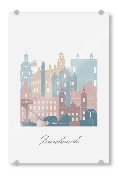 Acrylglasbild "Innsbruck skyline earth tones" artboxONE - Städte,Reise,Architektur,Kartografie