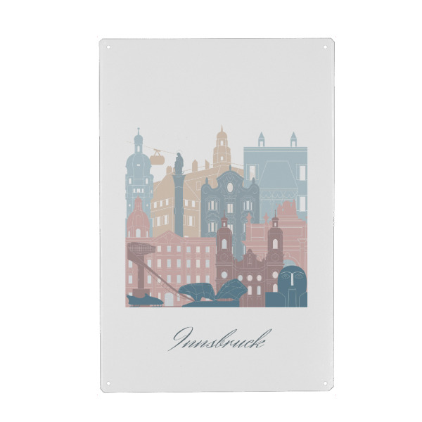 Metall Poster "Innsbruck skyline earth tones" artboxONE - Städte,Reise,Architektur,Kartografie