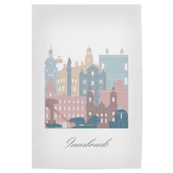 Poster 30x20 cm "Innsbruck skyline earth tones" artboxONE - Städte,Reise,Architektur,Kartografie