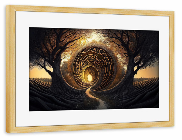 Poster mit Rahmen kiefer "In den krummen Wald" artboxONE - Abstrakt