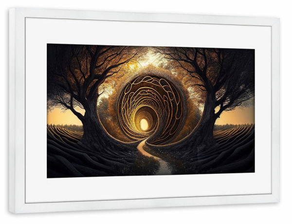 Poster mit Rahmen weiß "In den krummen Wald" artboxONE - Abstrakt
